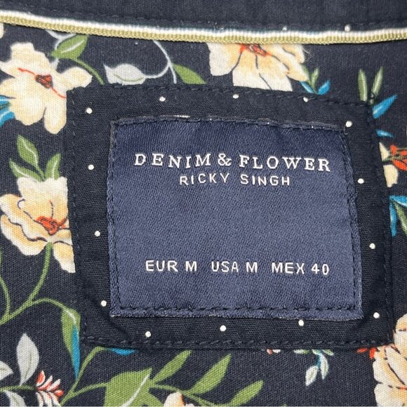 Denim & Flower Ricky Singh Navy Polka Dot Button-Up Shirt Mens M 100% Cotton - Picture 4 of 7